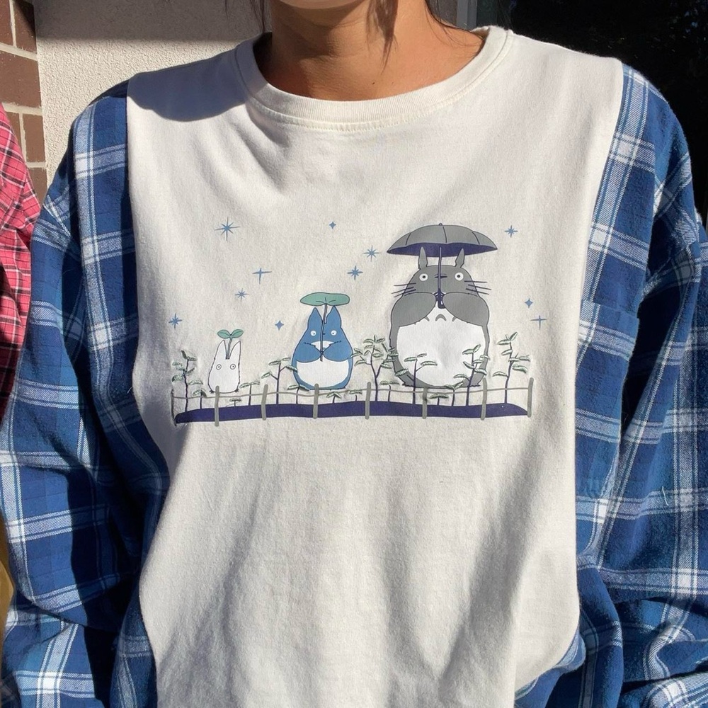 Reworked My Neighbor Totoro Studio Ghibli Movie Tee Shirt Flannel